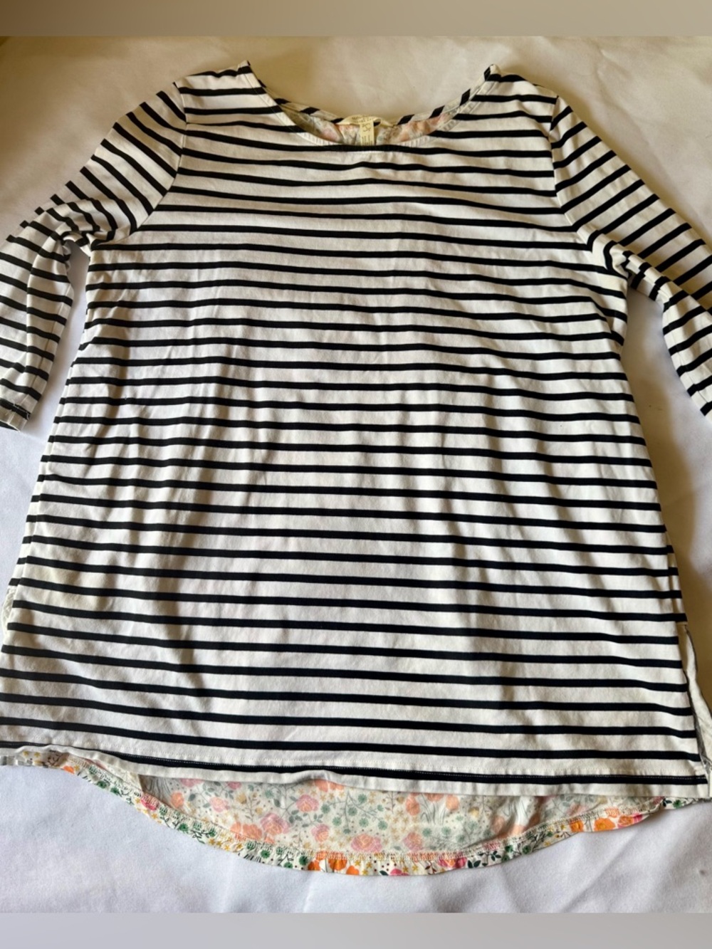 Super Pretty Matilda Jane Cottage core floral shirt black & white stripes
